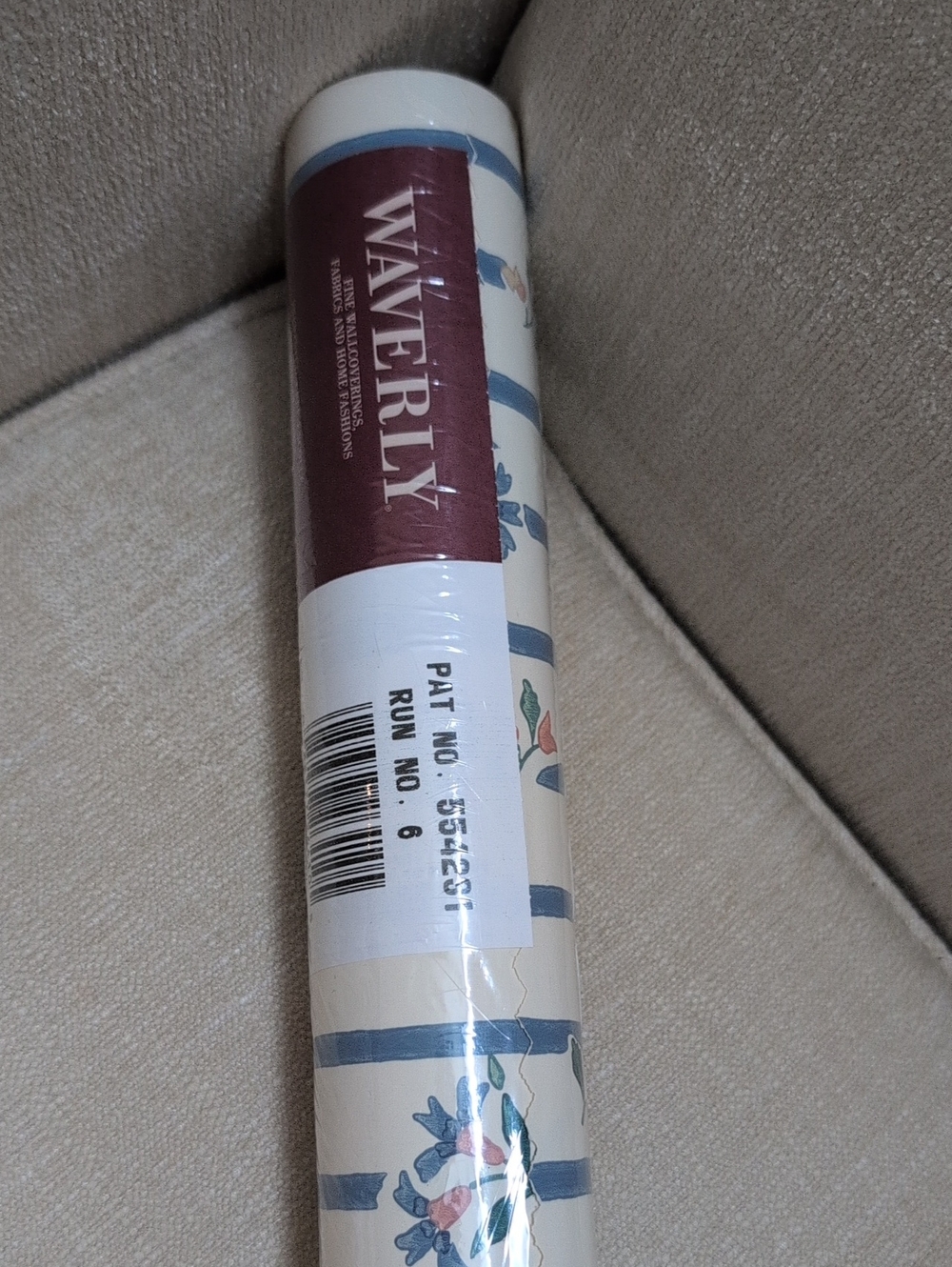 Waverly Floral Stripe Wallpaper Double Roll NWT Vintage Made In USA